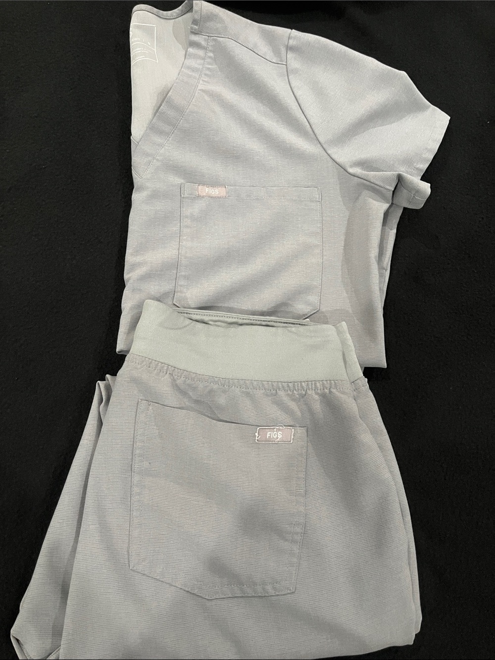 Figs Light Gray Medical Scrub Top & Pants Set